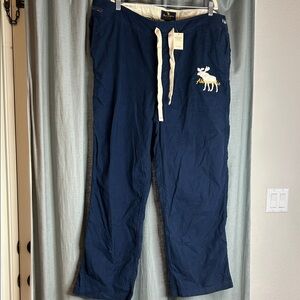Abercrombie & Fitch Men's Navy Joggers with Cream Accents